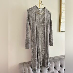 Hooked Up by IOT Gray neutral minimalist casual Open-Front Cardigan S